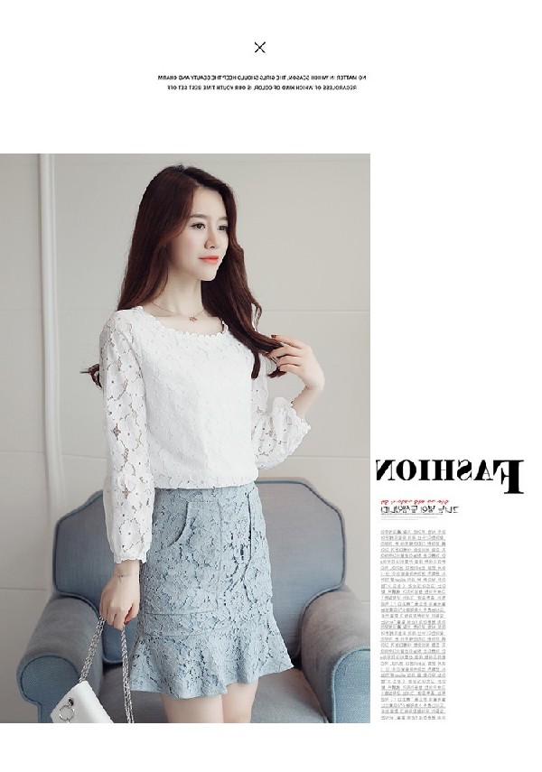 Đầm voan nữ 2018 phiên bản Hàn Quốc mới của áo sơ mi chạm đáy chín điểm tay áo phồng tay áo siêu cổ tích khí chất ngọt ngào sơ mi nữ