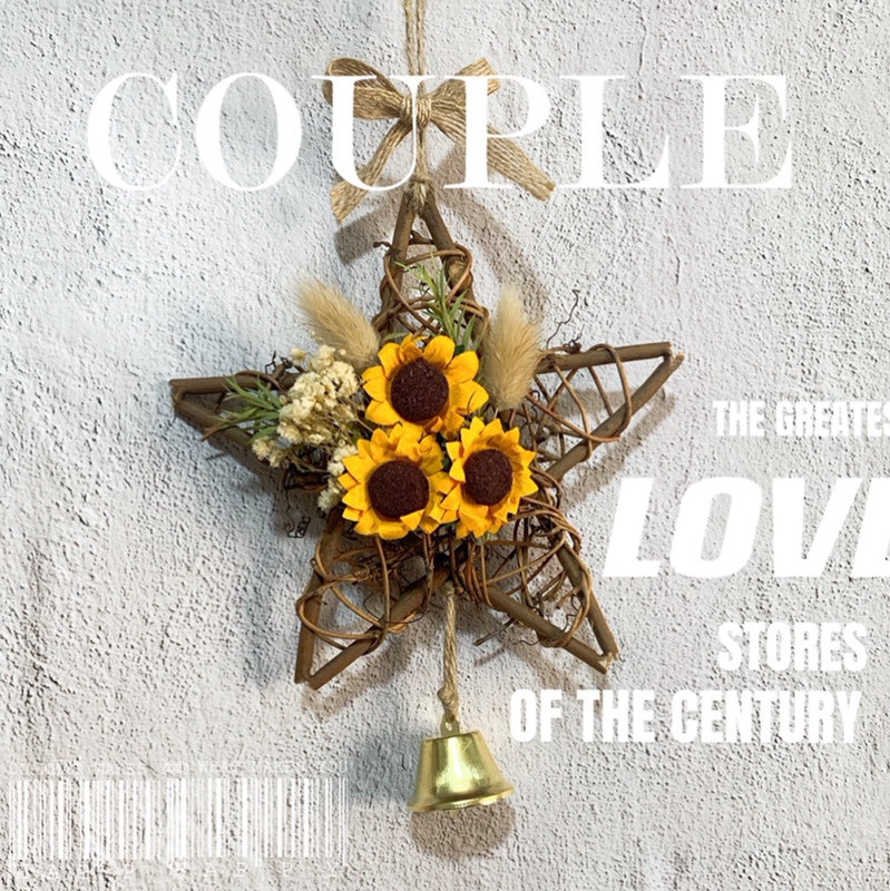 ins Rustic Wall Hanging Wreath Vine Circle Indoor Decoration Dried Flowers Baby's Breath Artificial Flowers Sunflower Pastoral DIY Wind Chime