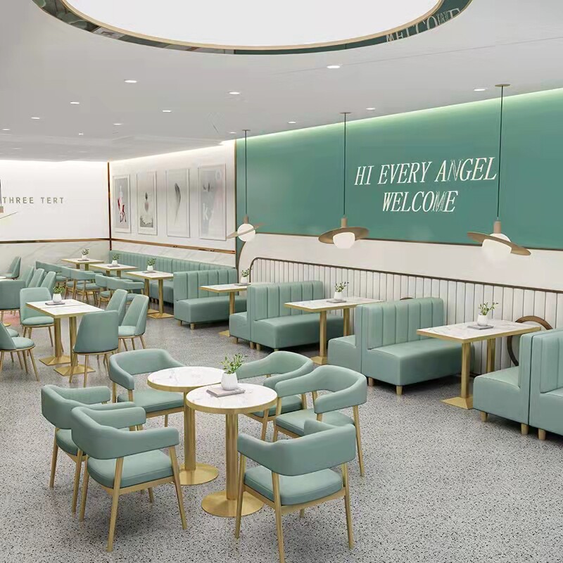 Net Red Light Luxury Table and Chair Combination Burger Western Cafe Card Seat Leisure Simple Milk Tea Dessert Shop Sofa
