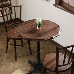 Dessert Shop Table and Chair Combination Milk Tea Shop Cafe Commercial Solid Wood Table Restaurant Bistro Square Table Retro Style