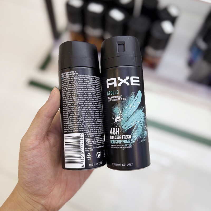 British Imported Axe Men's 48H Antiperspirant Spray Apollo Antiperspirant Deodorant Spray to Remove Odor and Suppress Sweat