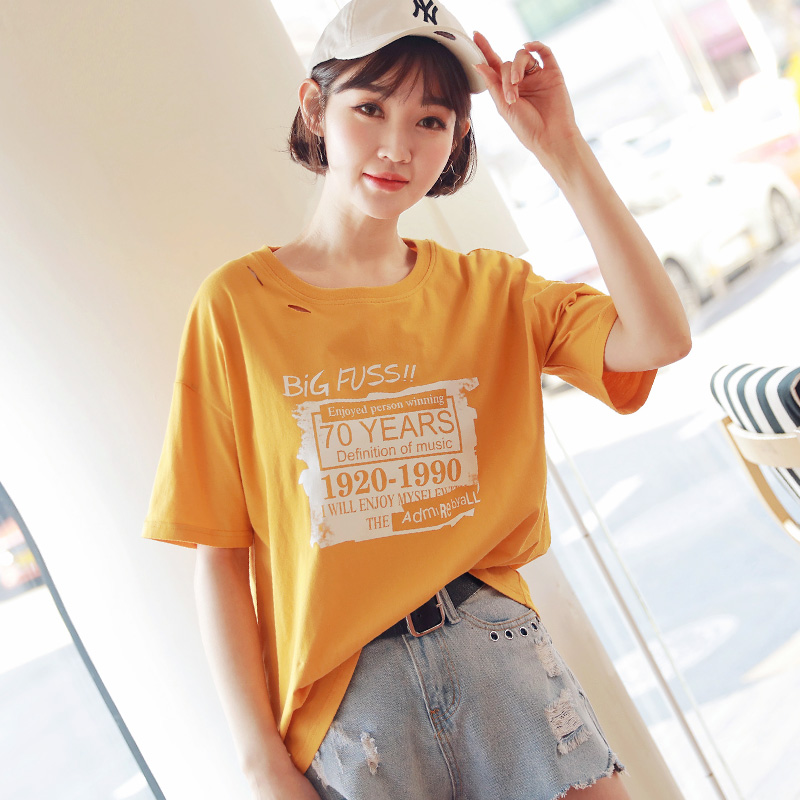 韩都衣舍 字母印花宽松女式T恤 天猫优惠券折后￥44包邮（￥59-15）2色可选