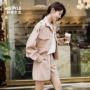 Quần áo Handu 2019 gas ngoại quốc nữ mới phiên bản Hàn Quốc của áo khoác lửng hai mảnh hợp thời trang của quần short nước ngoài phù hợp với phụ nữ - Bộ đồ bộ đồ
