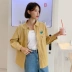 Cửa hàng quần áo Handu 2020 Quần áo mùa hè của phụ nữ Hàn Quốc mới lỏng lẻo học sinh màu rắn áo sơ mi cardigan dài tay áo - Áo sơ mi Áo sơ mi