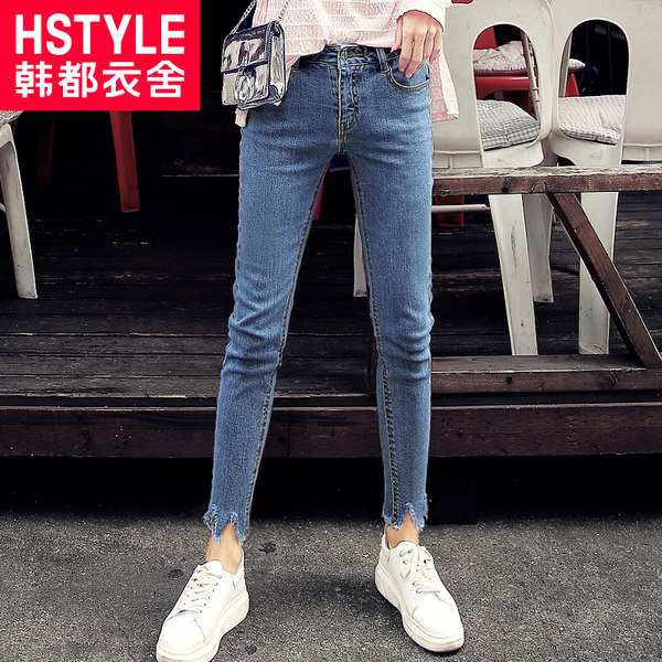 韩都衣舍 修身毛边小脚 女式九分牛仔裤 天猫优惠券折后￥86包邮（￥116-30）