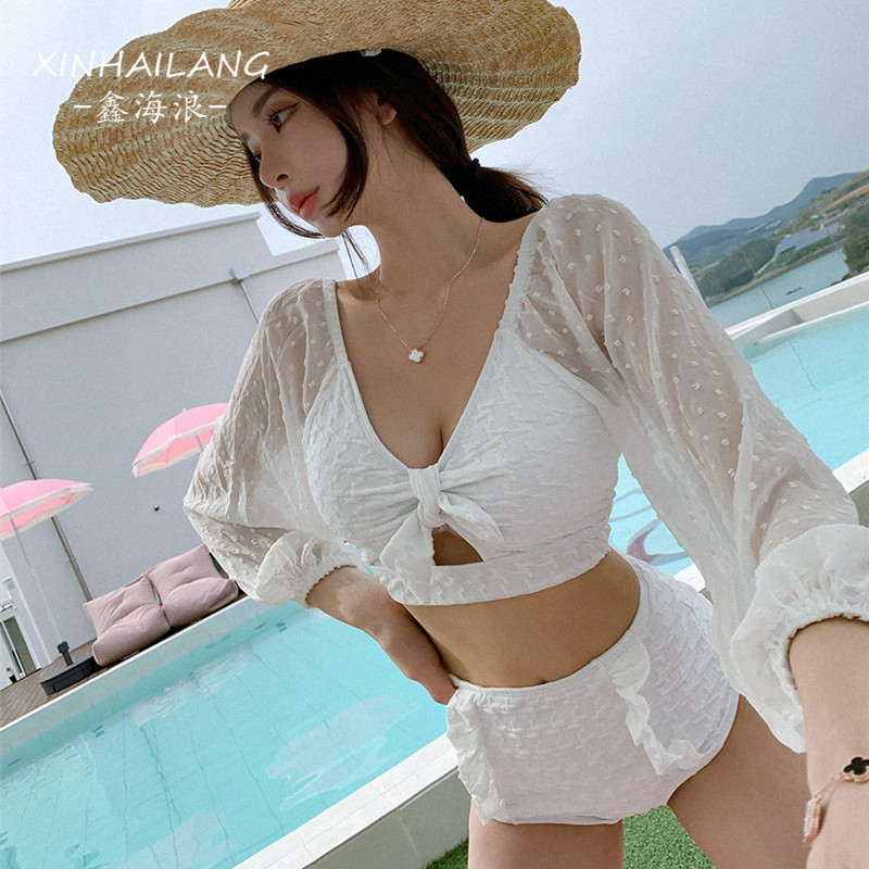 2021 new net red swimsuit female summer fairy bikini sexy backless high waist cover belly thin small chest seaside