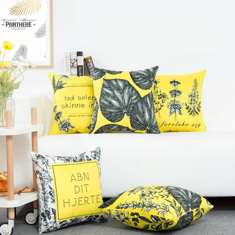 Small Crowdyellow Ensemble Flower Leaf Fine Plush Pillow Living-room Sofa Leaning Pillow Detachable Pillowcase With Pillow Core Floating Window Pillow 