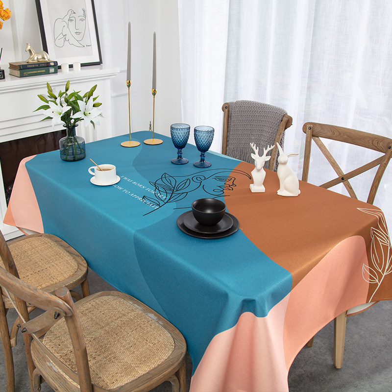 Nordic simple waterproof cotton tablecloth geometric line color color piece of round table cloth cloth cloth