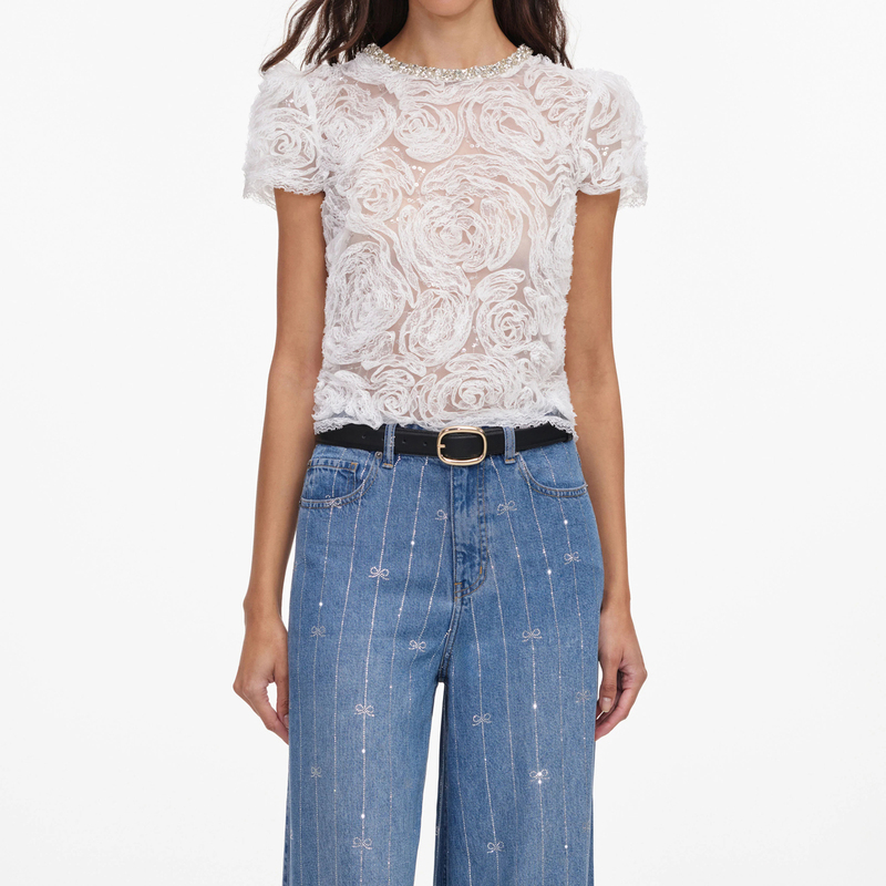 Sp Home Shenzhen Nanyou High-End Women's Clothing 2026 Spring/Summer French Style Chanel-Inspired Rhinestone Sequin Lace Shirt Top