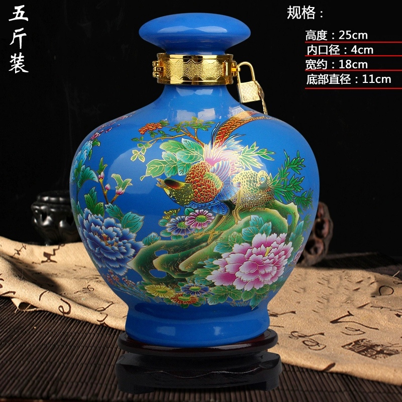 Bình gốm 5 kg 3 kg Jingdezhen chai rượu vang gốm bình đựng rượu vang niêm phong lon trắng chai rượu vang xanh giá để rượu độc đáo