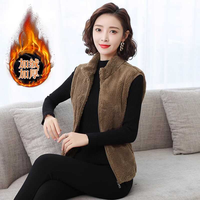 Double-Sided Fleece Women's Vest Short Style 2026 Autumn and Winter Coral Fleece Thickened Middle-Aged and Elderly Vest Versatile Mother's Vest