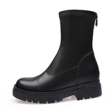 Martens, бежевые демисезонные утепленные короткие сапоги с квадратным носком на скрытом каблуке, из натуральной кожи, коллекция 2023, подходят для подростков