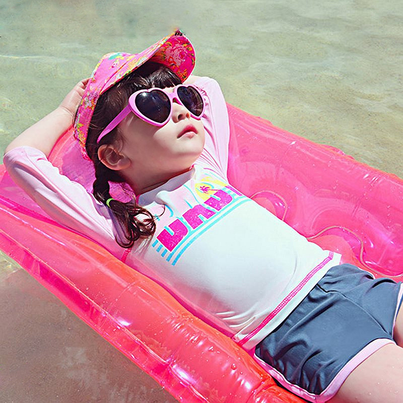 Korean children's swimsuit girls baby children two-piece long-sleeved sunscreen swimsuit Student wetsuit girls quick-drying