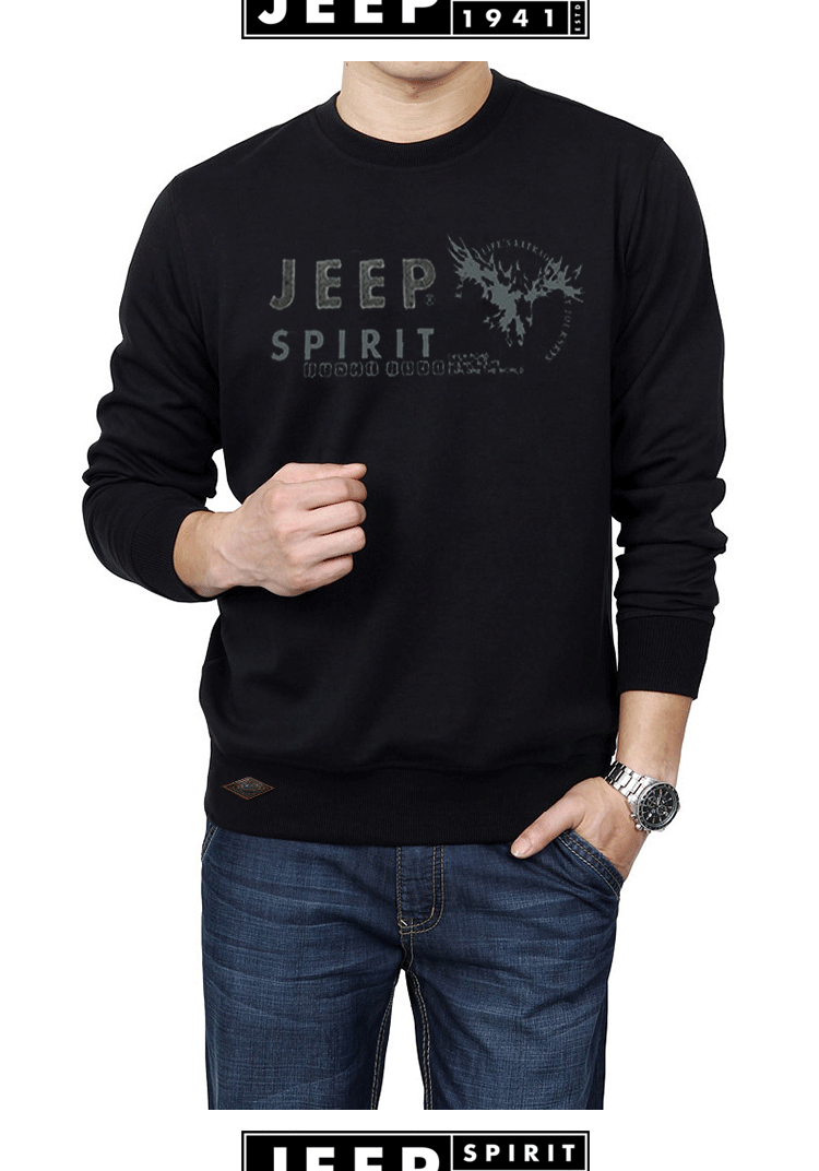 Xe jeep tay dài đích thực áo thun cotton cổ tròn cho nam trung tính và áo len dày nhung cỡ lớn bố ơi áo phông dài tay
