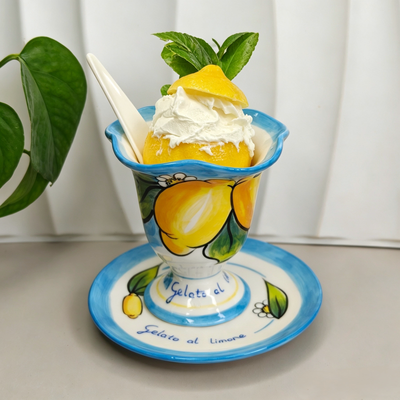 Lemon Ice Cream Cup Dopamine Painted Ceramic Cup Cold Drink Cup Dessert Cup