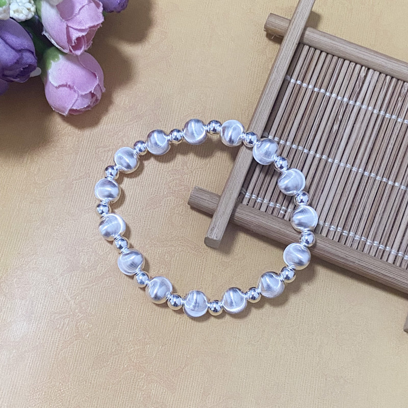 Pure Silver 999 Cat's Eye Silver Bracelet for Women, Silver Bead Bracelet, Handmade Elastic String, Niche Design, Silver Jewelry Wholesale Pure Silver 999 Cat's Eye Silver Bracelet for Women, Silver Bead Bracelet, Handmade Elastic String, Niche Design, Silver Jewelry Wholesale