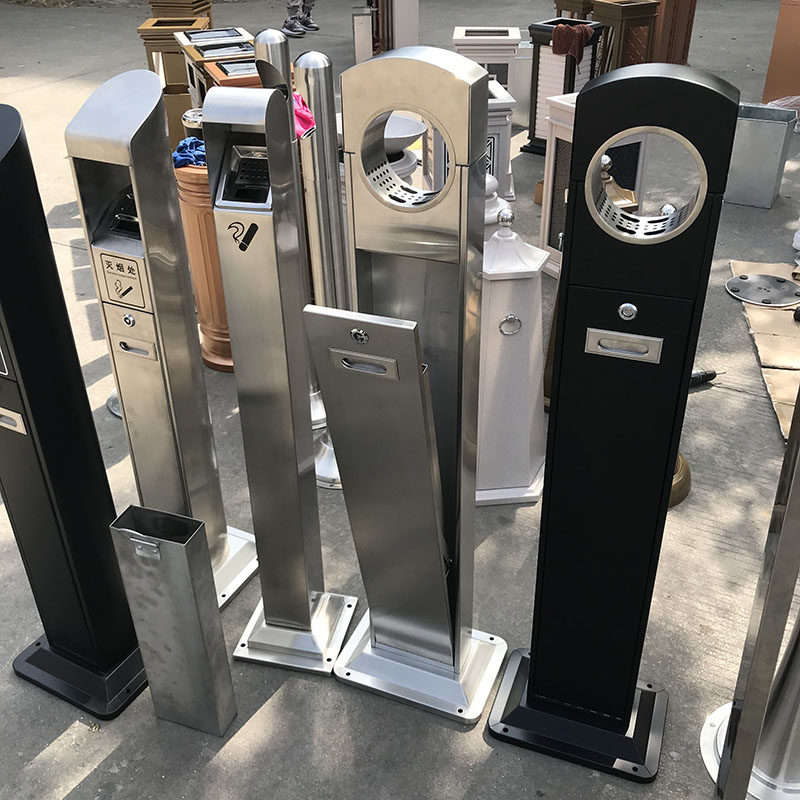Fixed Metal Vertical Tobacco Grey Column Creative Round Hole Cigarette Ash Column Hotel Office Property Cigarette's Cigarette Ends Collection