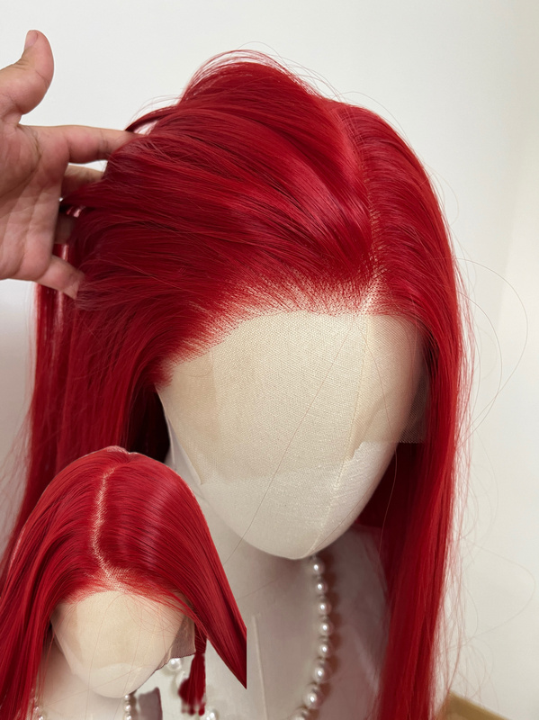 Flat Head Xiaoxu Blood Mist Rose 13X6 Extra Large Lace Free Parting Hand-Crocheted Cosplay High-Temperature Fiber Wig