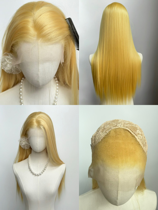 Flat Head Xiao Xu Gold-Plated~Natural Hairline 13×4 Large Lace Hand-Crocheted Cosplay High-Temperature Fiber Wig