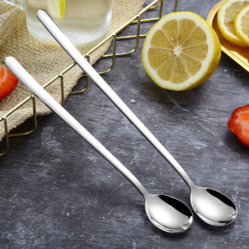 304 stainless steel coffee spoon lengthened handle stirring spoon extra-long take the sand ice spoon sweet honey spoon seasoning tablespoon