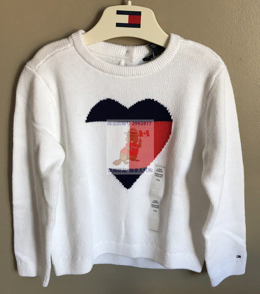 TOMMY Canada Tommy girl long sleeve round neckline sweater knit cardiovert child adult hat sweatshirt skintight pants