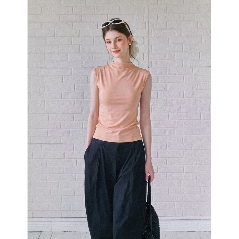 Umoneone Casual Style Round Neck Versatile Sleeveless Vest 2026 Summer Outerwear Slim Fit Pink Top Umoneone Casual Style Round Neck Versatile Sleeveless Vest 2026 Summer Outerwear Slim Fit Pink Top
