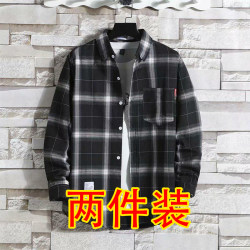 Port wind long -sleeved plaid shirt male thin inspiration shochu jacket jacket