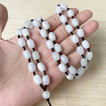 Selected emerald A cargo rice pearl necklace bucket bead hanging chain male and female jade pendant hanging rope male and female fur coat chain