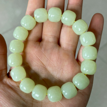 Xinjiang and Tian Yushallow Huangkou Old Type Everest Beads Single Ring Handstrings of male and female transhipment beads Old pit jade material Yellow jade bracelet