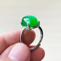 Emerald ring 925 silver inlaid all green egg ice egg inlaid ring Jade love ring