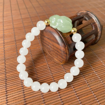 Xinjiang and Tian Bai jade Handstring Beads Handstring Lady 8mm 100 Hitch Rabbit Small Pendant Jade Pendant Cute Bracelet