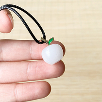 And Tian Yubai jade 925 silver inlaid with small apple lock bones pendant womens jade pendant jade pendant jade pendant jewellery neck adorable