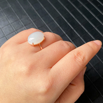 Xinjiang and Tian Yuseed stock white jade ring s925 silver inlaid rose gold Golden Withdrawal daughter Withdrawal Face adjustable