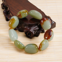 Hetian jade raw stone hand string seed material raw stone bracelet for men and women green and white jade with the type of raw seed jade hand string