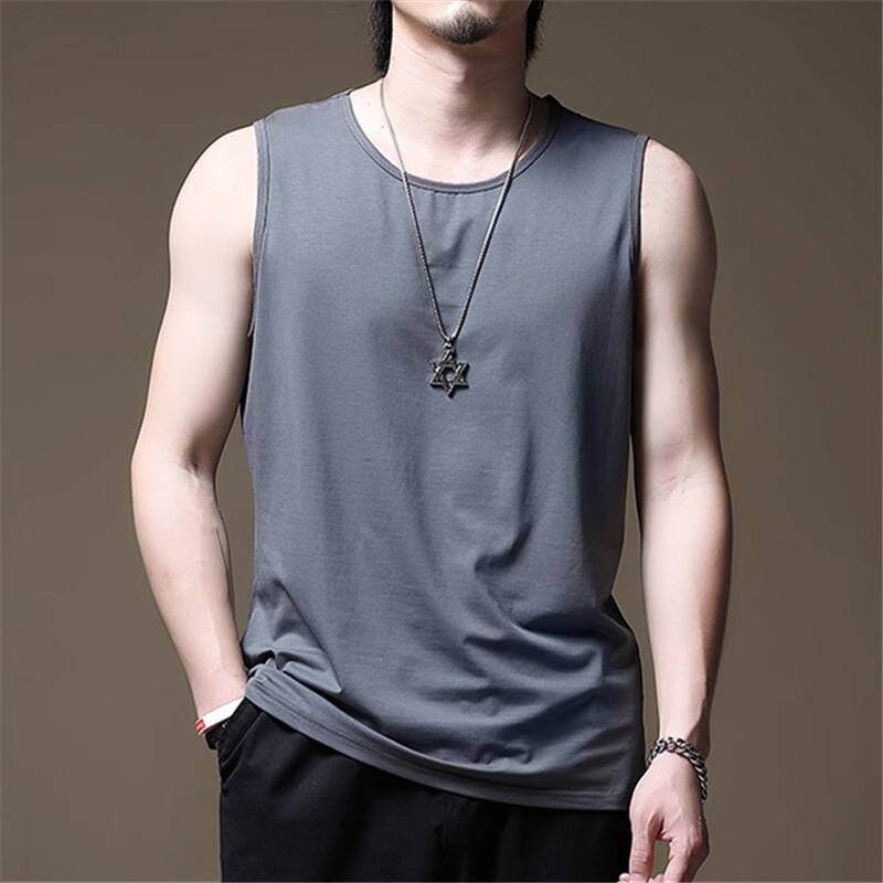 High-Bottom Modal Loose Large Size Vest Sports Sleeveless T-Shirt Men's Summer Waistcoat Outer Wear Bottoming Inner Wear Trbottomy
