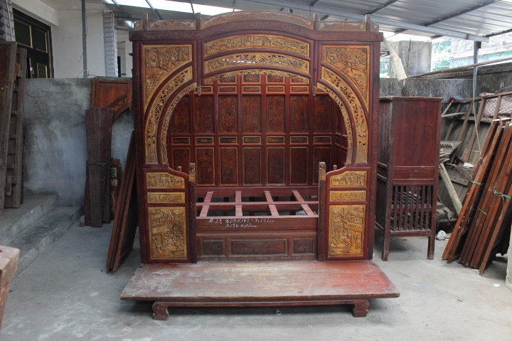 Folk Old Objects Old Furniture Finely Carved Old Bed Frame Subbed one thousand Workbed Plus-size Bed Antique Ancient Play Collection-Taobao