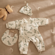 Newborn baby clothes one-piece clothes thickened cotton padded jacket for early birth baby autumn and winter clothes warm cotton clothes monk