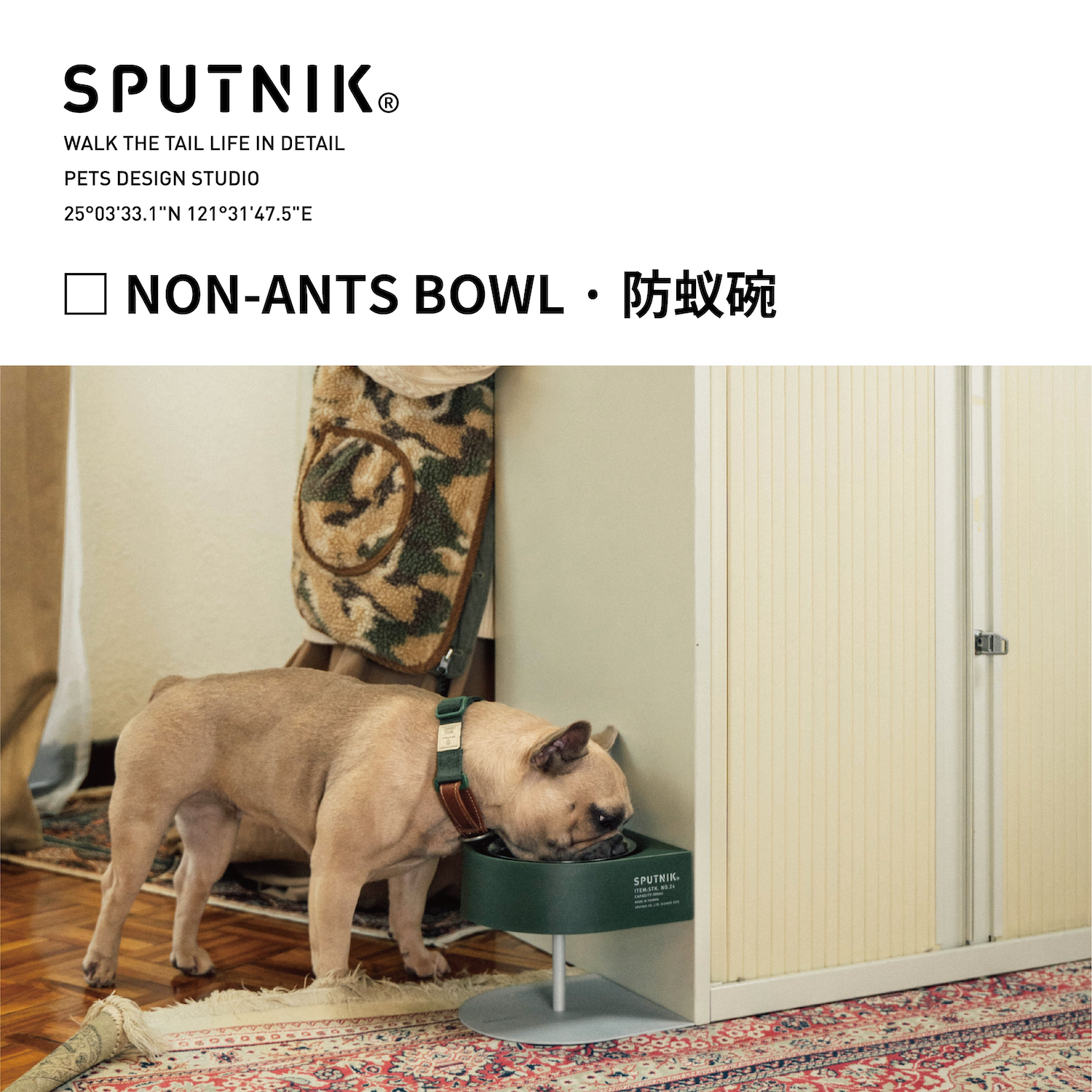SPUTNNIK Official Import Protection Ridge stainless steel anti-ant adjustable height to heat up pet bowls dog basin