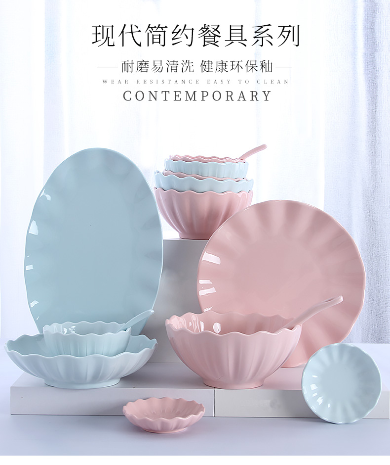 Home to eat bread and butter plate combination of jingdezhen ceramic large 0 Japanese creative contracted the noodles soup bowl dishes