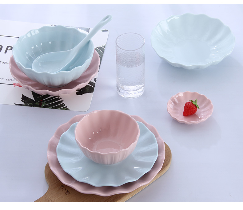 Home to eat bread and butter plate combination of jingdezhen ceramic large 0 Japanese creative contracted the noodles soup bowl dishes