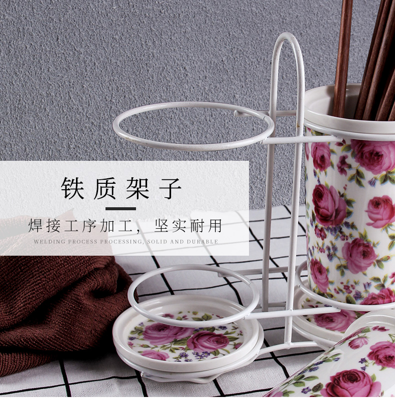 Binocular/box of bamboo chopsticks tube/cage mouldproof waterlogging under caused by excessive rainfall rack shelf Korean creative ceramic kitchen supplies