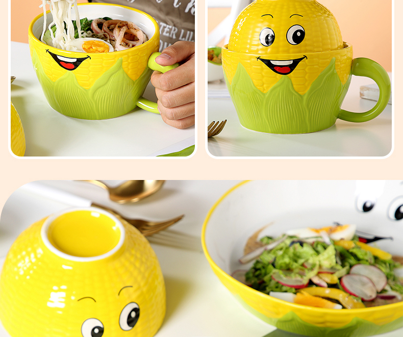 Ceramic bowl household creative move dish plates and lovely cartoon job rainbow such as bowl plate dishes set combination