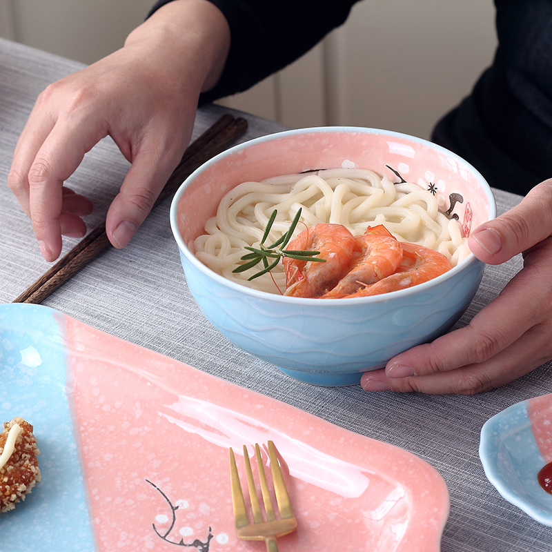 Jingdezhen ceramic bowl home eat rice bowls a single large rainbow such as bowl bowl creative Japanese contracted ipads porcelain tableware