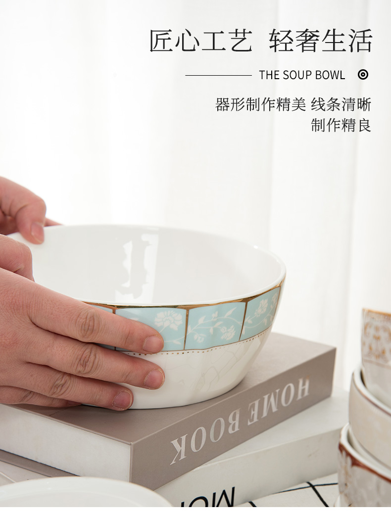 Jingdezhen ceramic bowl ipads porcelain bowl, square, noodles in soup bowl of Chinese style household contracted tableware hot to eat salad bowl