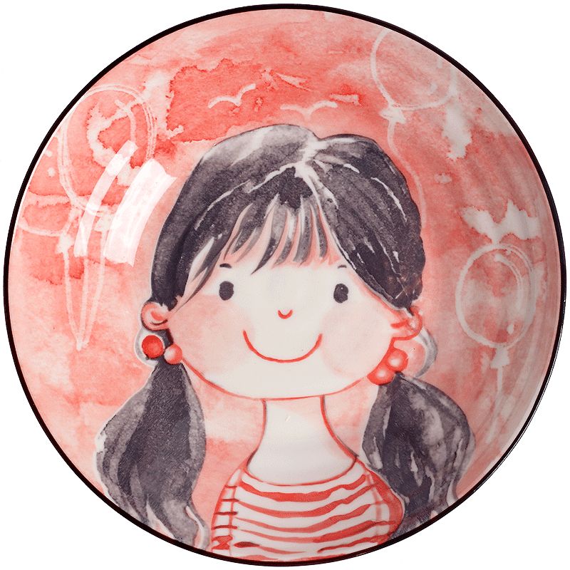 Japanese dishes suit 0 chopsticks the household ceramics creative cartoon family eat rice bowl spoon, jingdezhen tableware