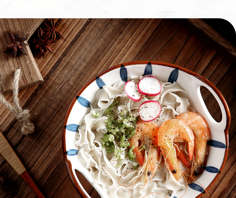 Japanese household ceramic bowl ears pull rainbow such use creative move hat to eat rainbow such as bowl bowl of soup to use a single network red tableware