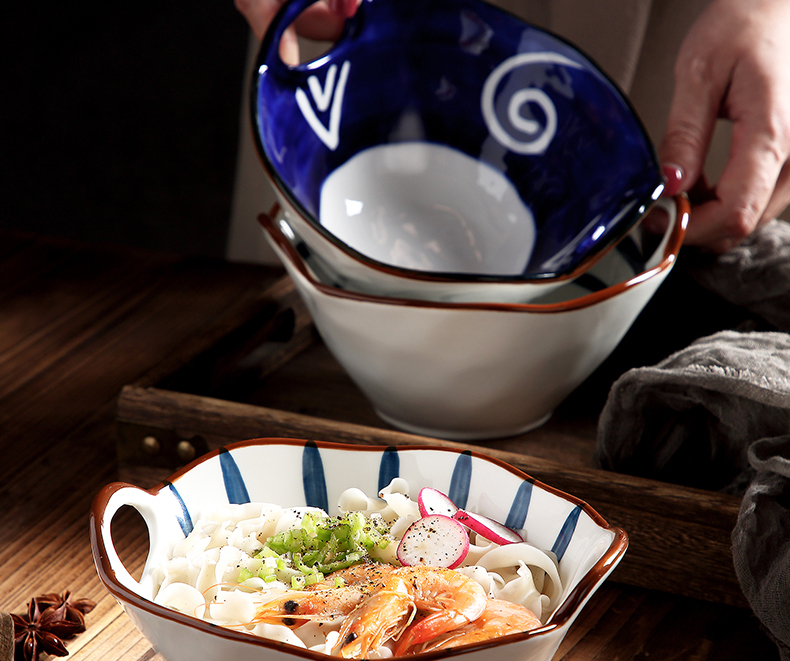 Japanese household ceramic bowl ears pull rainbow such use creative move hat to eat rainbow such as bowl bowl of soup to use a single network red tableware