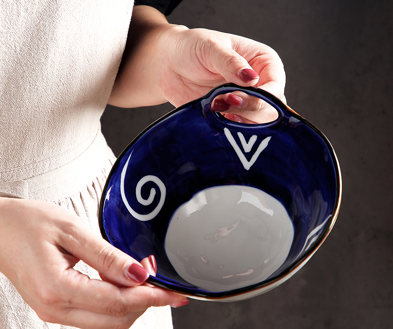 Japanese household ceramic bowl ears pull rainbow such use creative move hat to eat rainbow such as bowl bowl of soup to use a single network red tableware