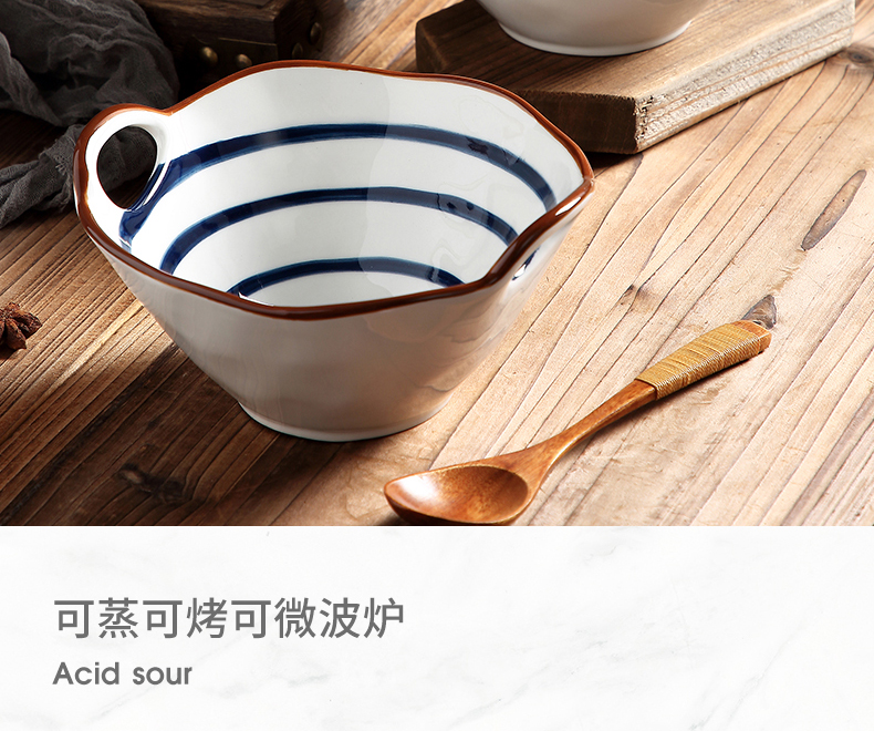 Japanese household ceramic bowl ears pull rainbow such use creative move hat to eat rainbow such as bowl bowl of soup to use a single network red tableware