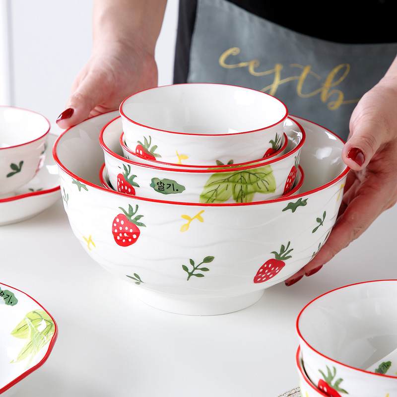 Jingdezhen ceramic bowl Japanese household creative new dish dish fish dish large noodles soup bowl plate in use